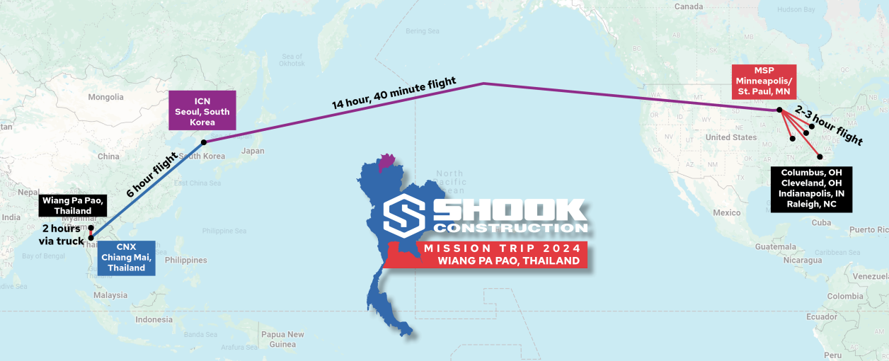 Shook Mission Trip Flight Path Map
